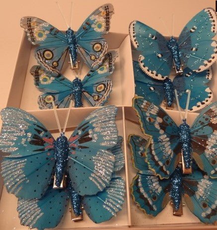 8pc Blue Butterflies | Evergreen Silk Plants