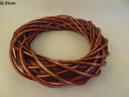 35cm Dk Brown Wicker Wreath - Evergreen Silk Plants