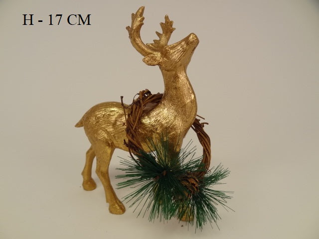 17cm Reindeer with Wreath | Evergreen Silk Plants