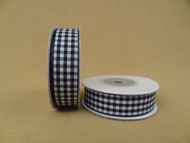 Florist Ribbon Checkered. 15mm - Evergreen Silk Plants