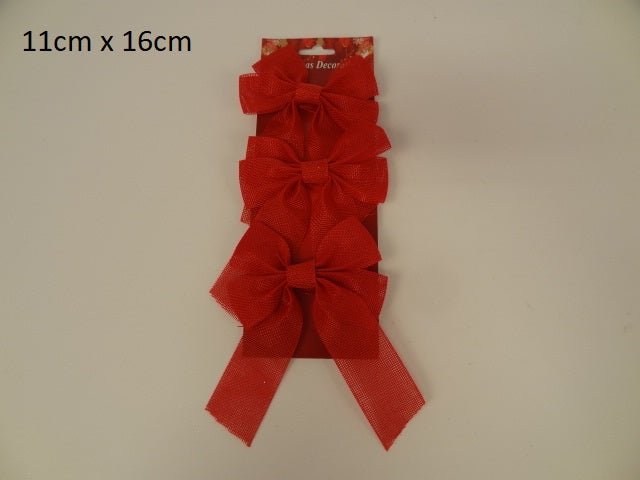 Set of 3 Hessian Bows Red | Evergreen Silk Plants