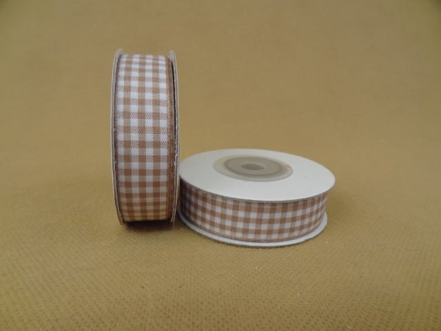 Florist Ribbon Checkered. 15mm - Evergreen Silk Plants